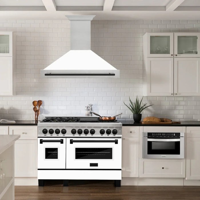 ZLINE 48" Autograph DuraSnow White Range Hood 8654SNZ-WM48-MB09K