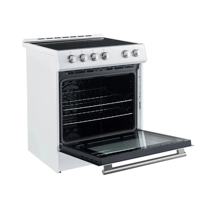 Forno Espresso Package - 30" Electric Range and Refrigerator in White with Silver Handles FBDL-003-03US09K