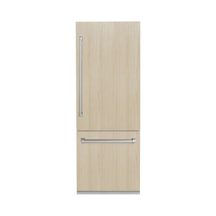 ZLINE 30" Panel Ready Built-In Bottom Freezer Refrigerator, Water Dispenser, Ice Maker, Graphite Gray Interior GRBIV-3009K