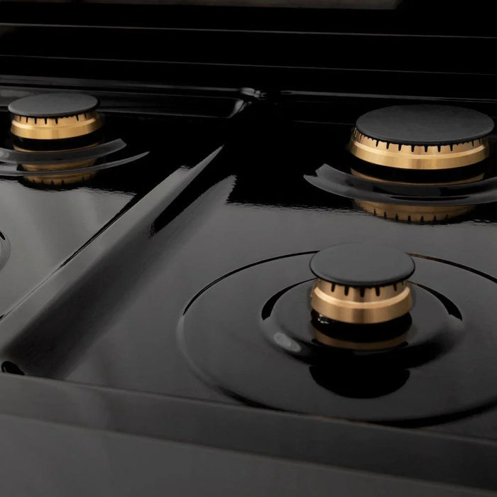 ZLINE Autograph Edition 48"Kitchen Package, Black Stainless Steel Dual Fuel Range, Range Hood, Dishwasher and Refrigeration, 4AKPR-RABRHDWV48-G09K