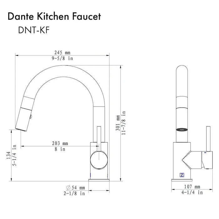 ZLINE Dante Kitchen Faucet In Polished Gold, DNT-KF-PG09K
