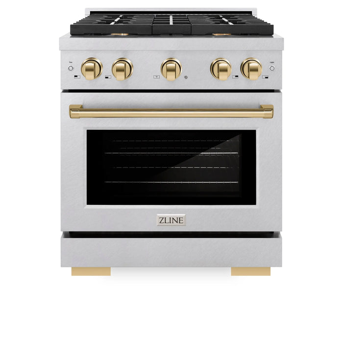 ZLINE 30"Paramount Dual Fuel Range DuraSnow® Gold SDRSZ-30-G09K