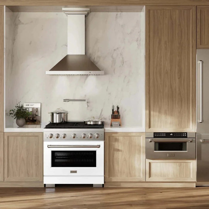 ZLINE 36 In. Gas Range, Stainless Steel, White Matte, SGR-WM-3609K