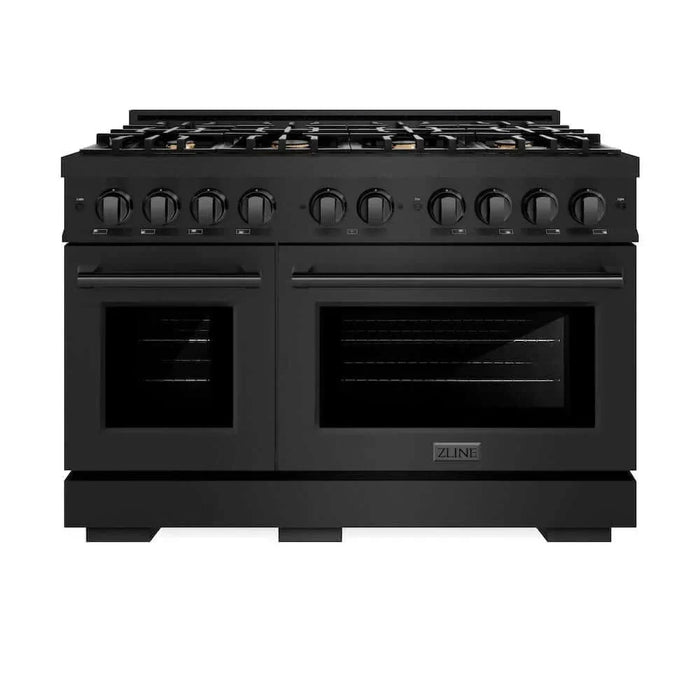 ZLINE 48" Select Dual Fuel Range Gas Cooktop Electric Convection Oven Black Stainless Steel Brass Burners HDRB-BR-4809K