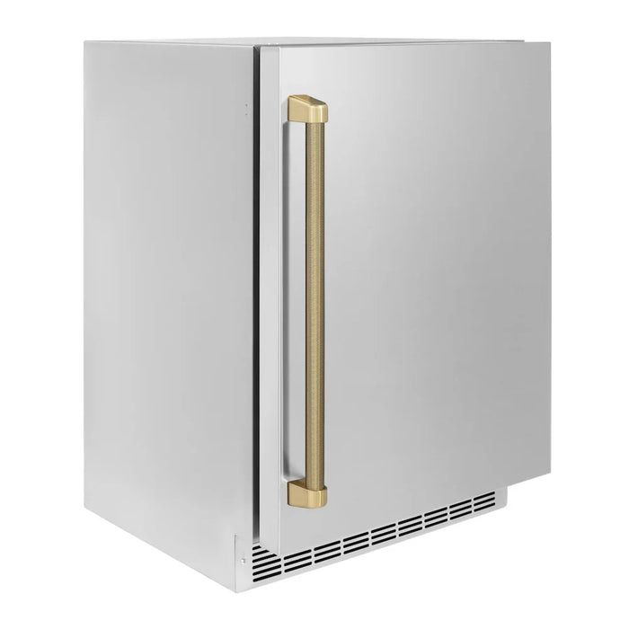 ZLINE Autograph Edition 24" Touchstone 151 Can Beverage Fridge, Solid Stainless Steel Door, Helix Handle RBSOZ-ST-24-KCB09K