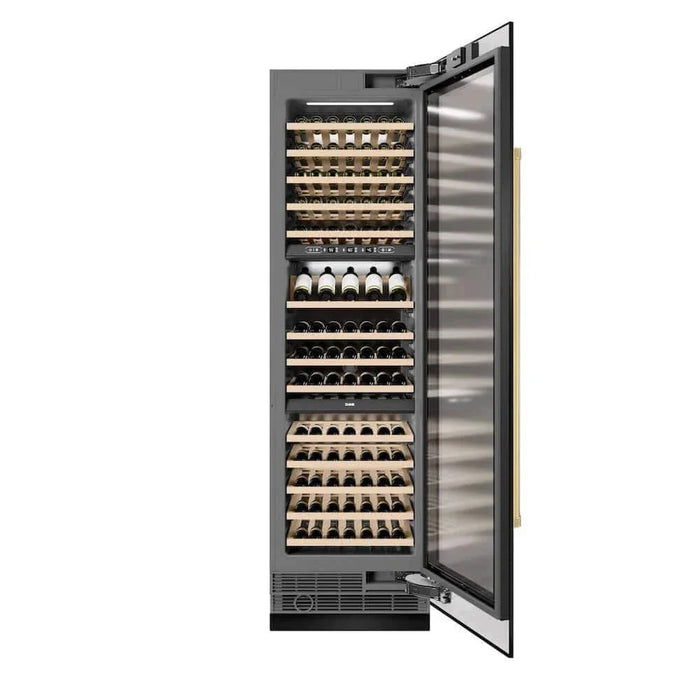 ZLINE 24"Triple Zone 100 Bottle Column Wine Cooler, Black Stainless Steel Polished Gold RCWVZ-BS-24-G09K