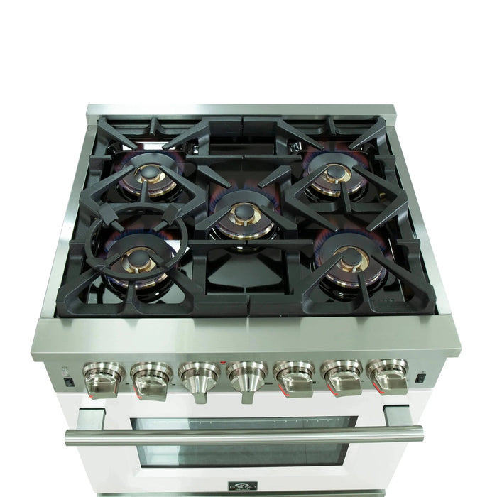 FORNO Capriasca 30" Dual Fuel Range FFSGS6187-30WHT09K