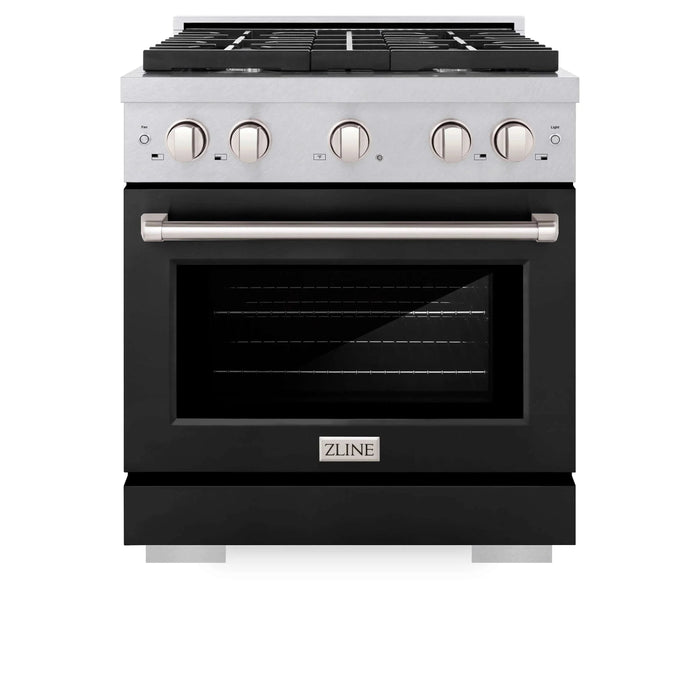 ZLINE 30"Paramount Dual Fuel Range DuraSnow® Black Matte SDRS-BLM-3009K