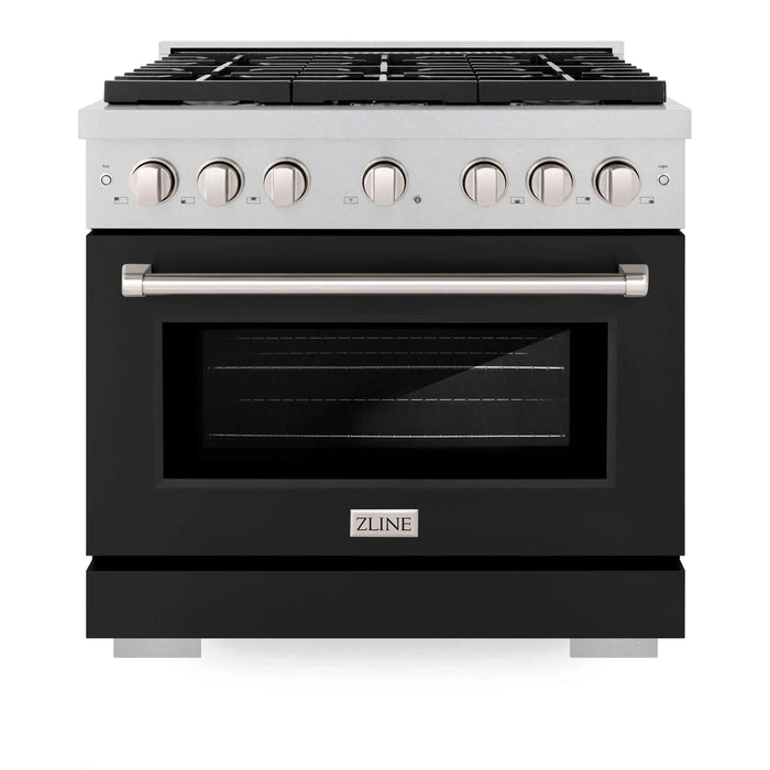 ZLINE 36"Paramount Dual Fuel Range DuraSnow® Black Matte SDRS-BLM-3609K