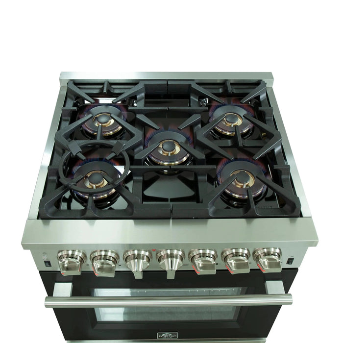 FORNO Capriasca 30" Dual Fuel Range FFSGS6187-30BLK09K