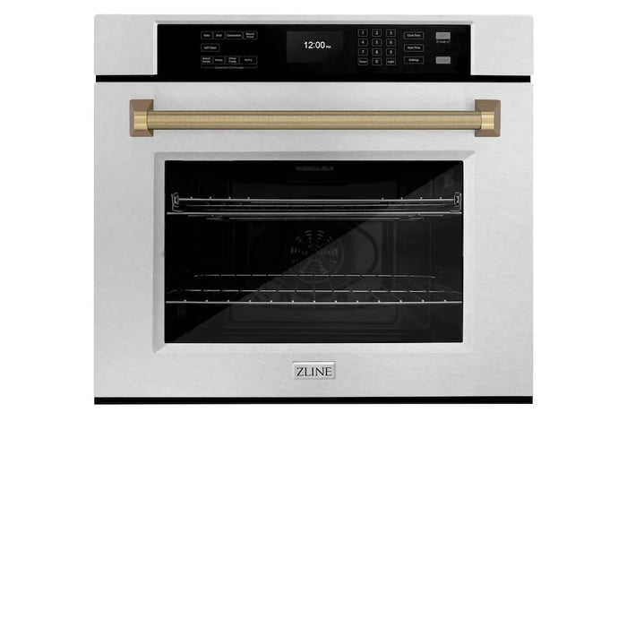 ZLINE Autograph Edition 30" Professional True Convection Single Wall Oven, Air Fry, Self Clean, Stainless Steel, Helix Handles WASSZ-30-KCB09K