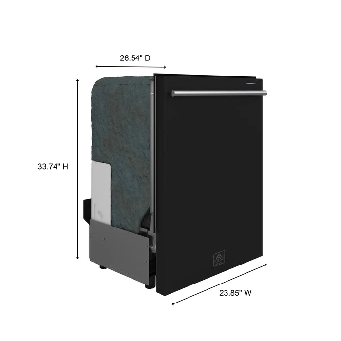 Forno Espresso 24" Built-In Dishwasher, Black, Antique Brass, FDWBI8067-24BLK09K
