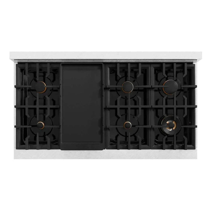 ZLINE 48" Select Gas Range Convection Gas Oven DuraSnow® Stainless Steel Polished Gold HGRSZ-48-G09K