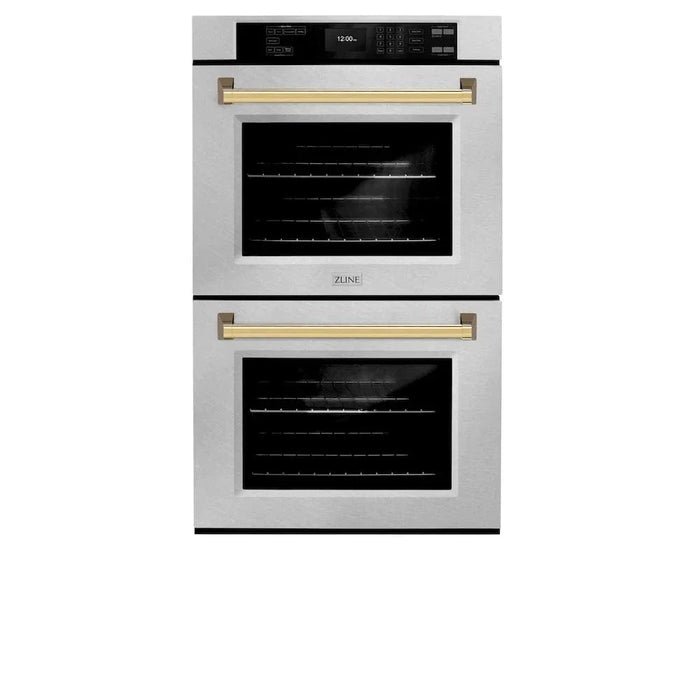 ZLINE 30"Professional True Convection Double Wall Oven, Air Fry, Self Clean, DuraSnow® Gold WADSZ-30-G09K