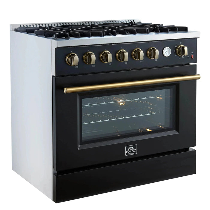 FORNO Marco 36" Gas on Gas Range FFSGS6277-36BLK09K