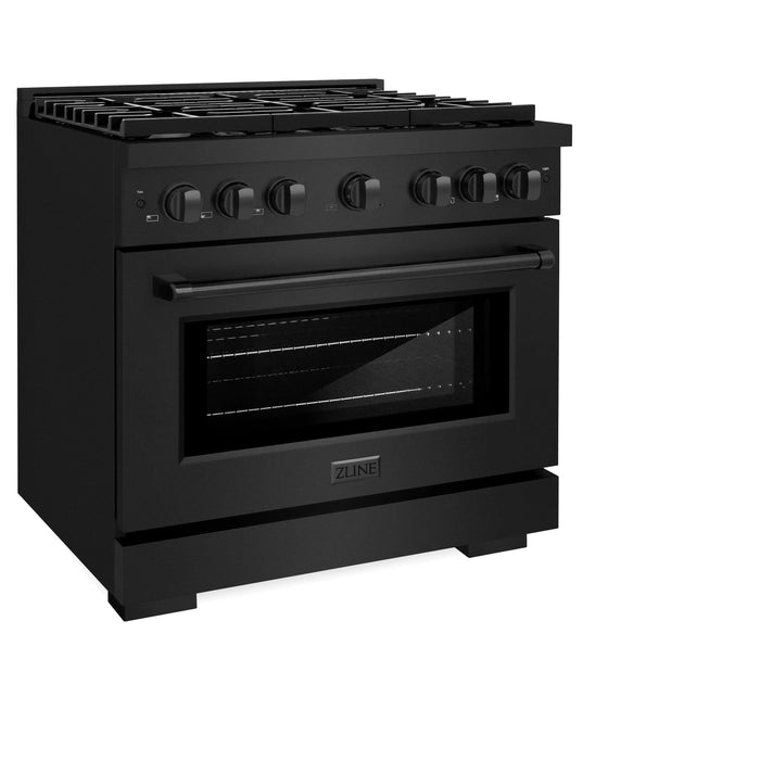 ZLINE 36"Paramount Dual Fuel Range Black Stainless Steel, SDRB-3609K