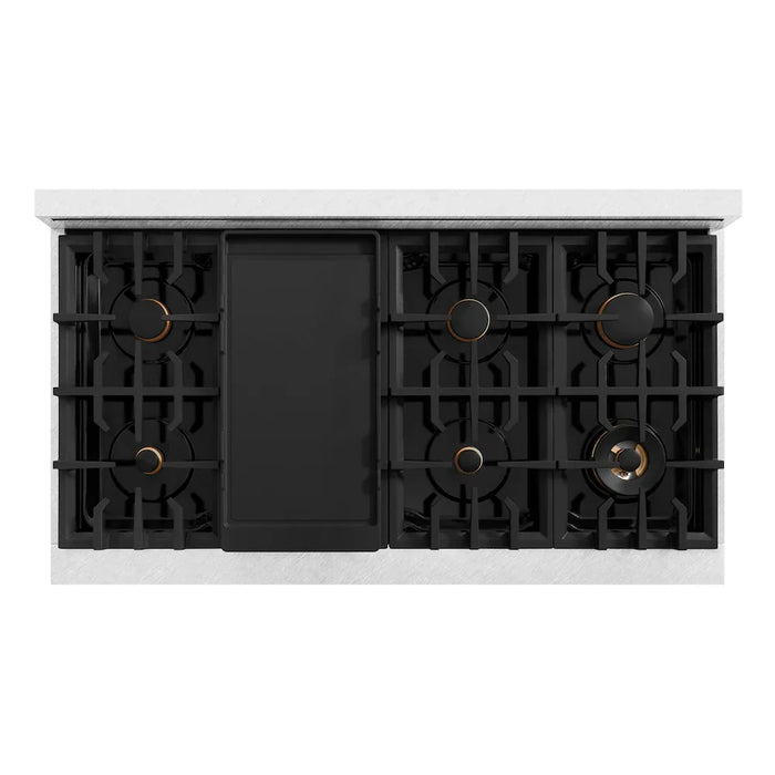 ZLINE 48"Classic Gas Range, Convection Gas Oven, Stainless Steel, Black Matte Door, Accents CGRZ-BLM-48-CB09K