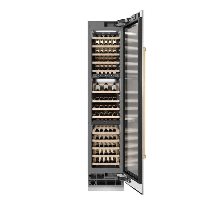 ZLINE 18"Triple Zone 68 Bottle Right Hinge Column Wine Cooler, DuraSnow® Stainless Steel Champagne Bronze RCWVRZ-SN-18-CB09K