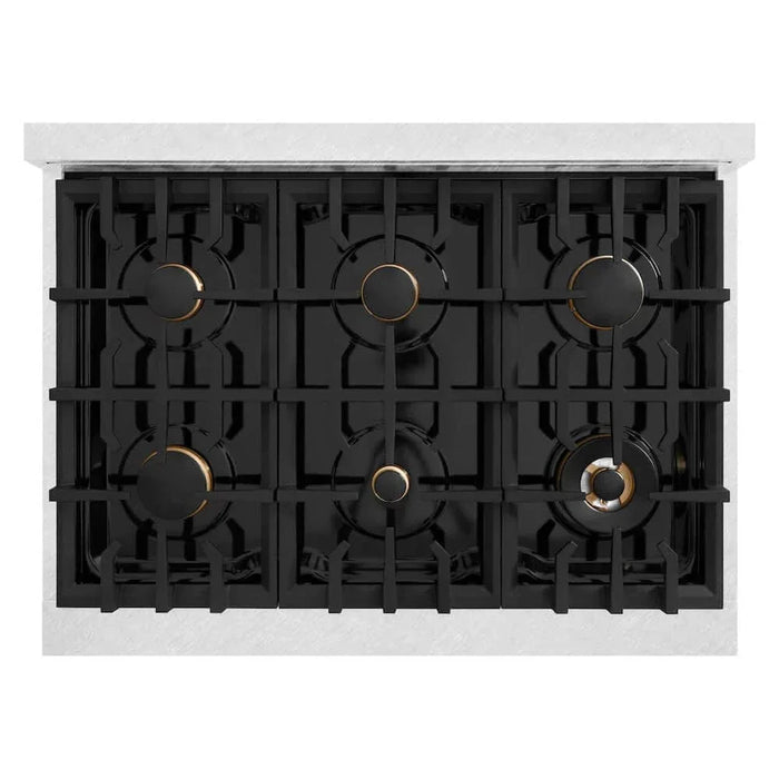 ZLINE 36" Select Dual Fuel Range Gas Cooktop Electric Convection Oven DuraSnow® Stainless Steel Brass Burners HDRS-BR-3609K
