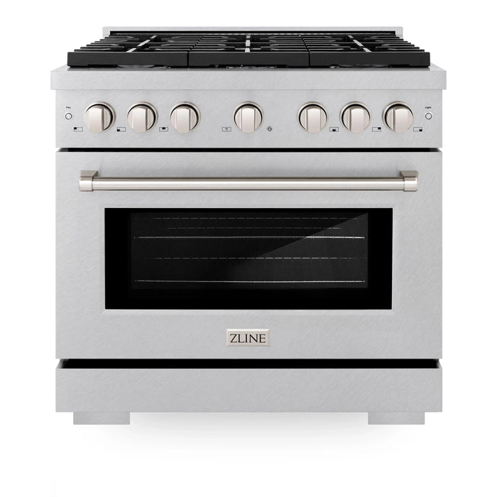 ZLINE 36"Paramount Dual Fuel Range DuraSnow® Stainless Steel SDRS-3609K