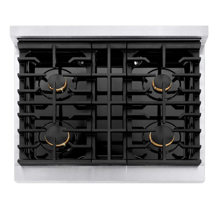 ZLINE 30"Paramount Dual Fuel Range DuraSnow® Brass Burners SDRS-BR-3009K