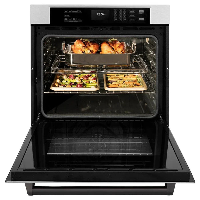 ZLINE 30"Professional True Convection Single Wall Oven, Air Fry, Self Clean, DuraSnow® Matte Black WASSZ-30-MB09K