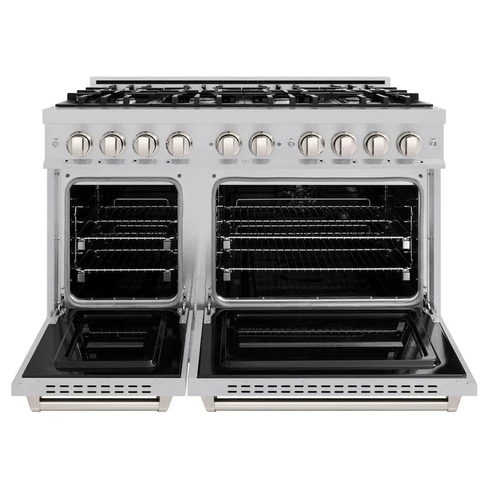 ZLINE 48" Dual Fuel Range, Gas Cooktop, Electric Convection Oven DuraSnow® Stainless Steel, CDRS-4809K