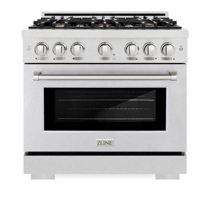 ZLINE 36" Select Gas Range Convection Gas Oven DuraSnow® Stainless Steel Brass Burners HGRS-BR-3609K
