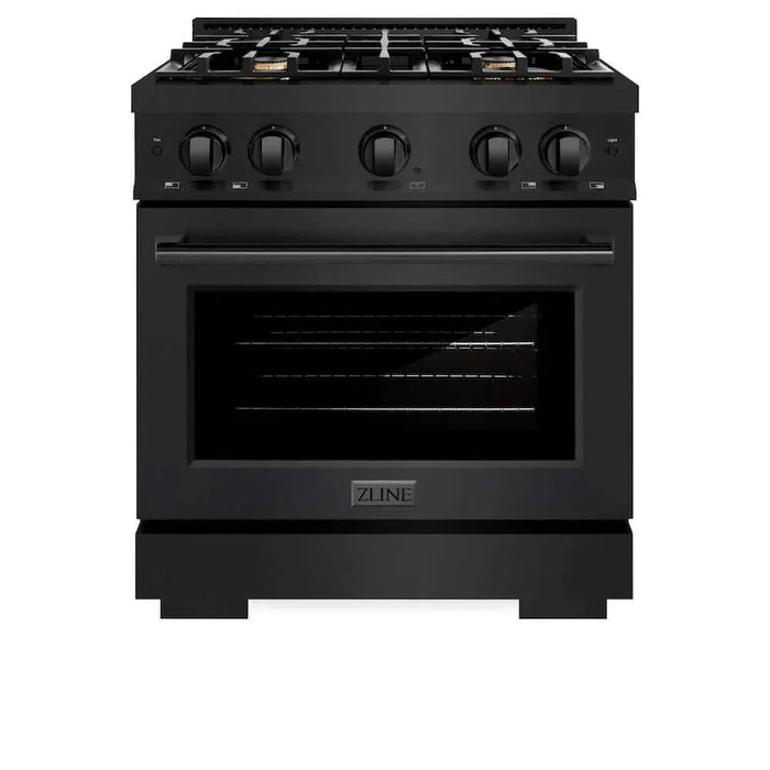 ZLINE 30" Select Dual Fuel Range Gas Cooktop Electric Convection Oven Black Stainless Steel Brass Burners HDRB-BR-3009K
