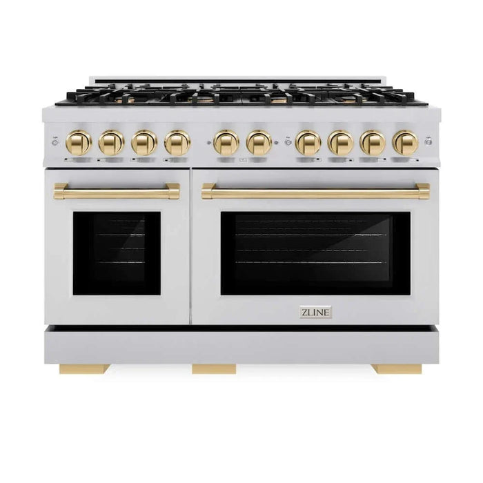 ZLINE 48" Select Dual Fuel Range Gas Cooktop Electric Convection Oven Stainless Steel Gold HDRZ-48-G09K