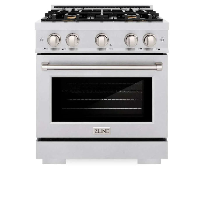 ZLINE 30" Select Dual Fuel Range Gas Cooktop Electric Convection Oven DuraSnow® Stainless Steel Brass Burners HDRS-BR-3009K