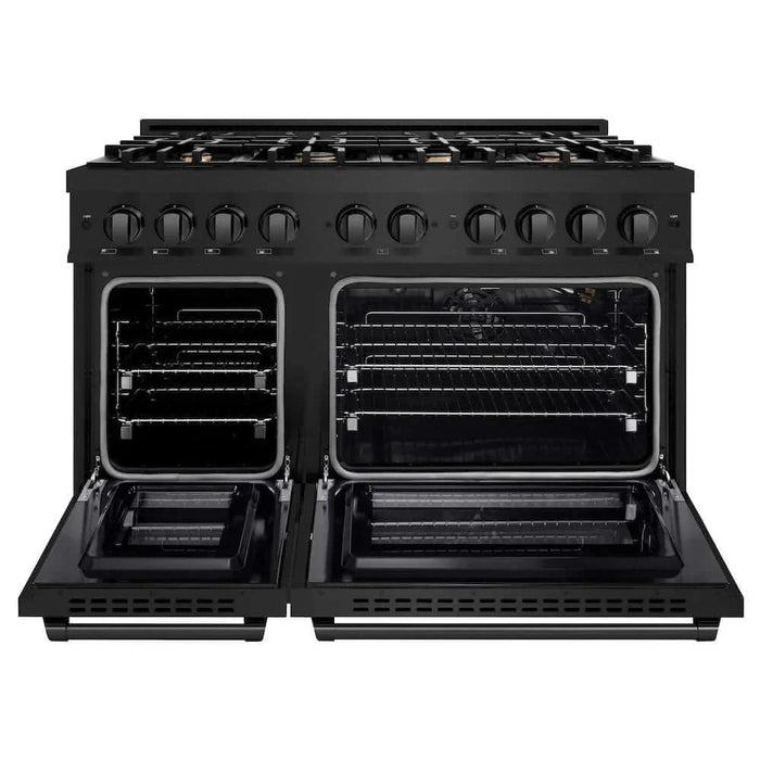 ZLINE 48" Select Gas Range Convection Gas Oven Black Stainless Steel Brass Burners HGRB-BR-4809K