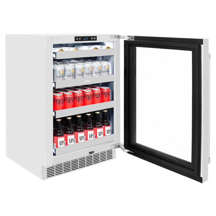 ZLINE 24" Touchstone 151 Can Beverage Fridge DuraSnow® Stainless Steel Glass Door RBSO-SN-2409K