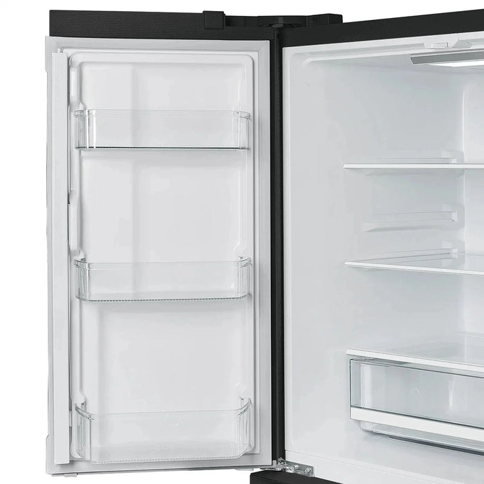 Forno Espresso Moena 36"French Door Refrigerator, Black with Antique Brass Handle FFRBI1820-36BLK09K