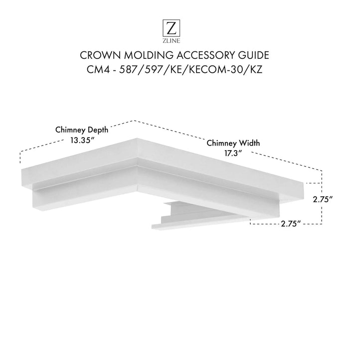ZLINE Crown Molding #4 for Wall Range Hood, CM4-587/597/KE/KECOM-30/KZ09K