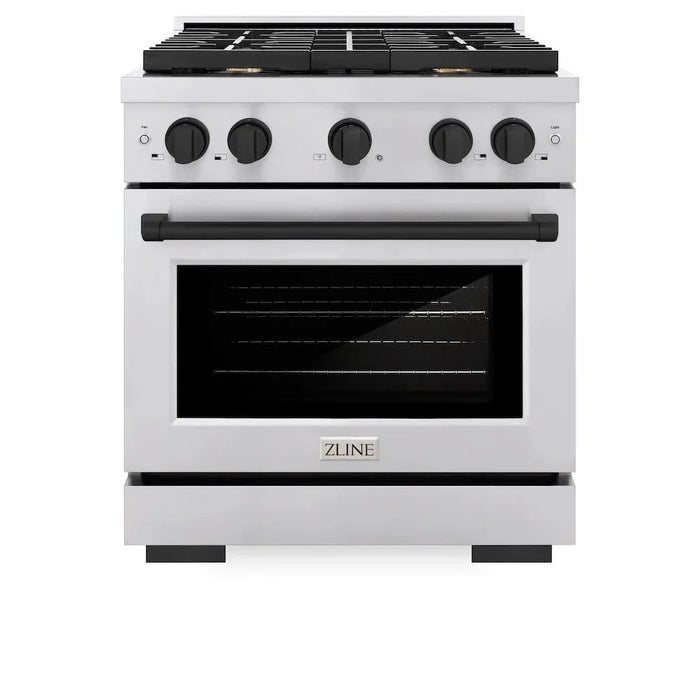 ZLINE 30"Paramount Dual Fuel Range Stainless Steel Matte Black SDRZ-30-MB09K
