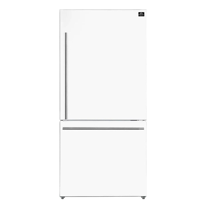 Forno Espresso Package - 30" Electric Range and Refrigerator in White with Silver Handles FBDL-003-03US09K