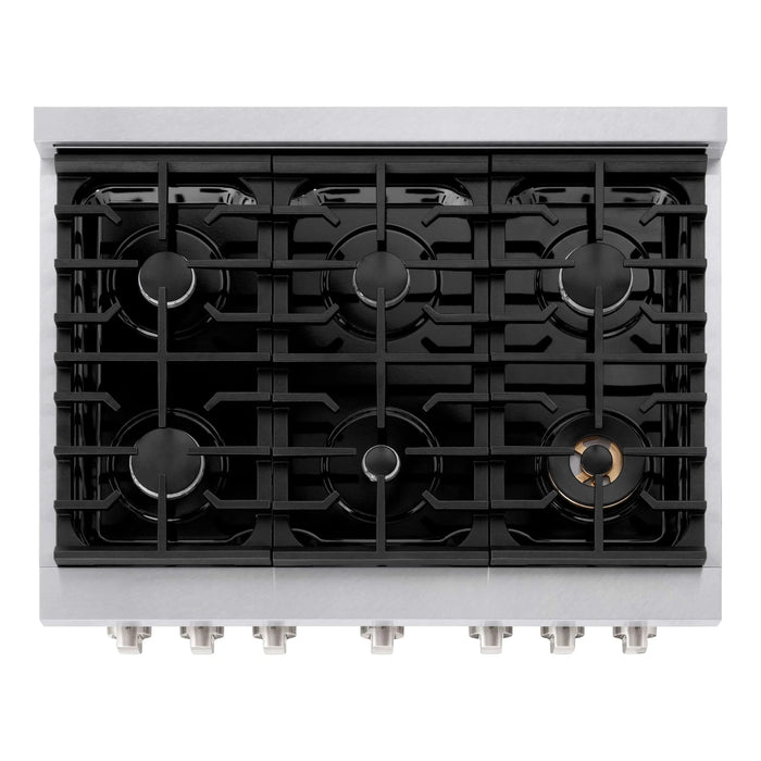 ZLINE 36"Paramount Dual Fuel Range DuraSnow® Black Matte SDRS-BLM-3609K