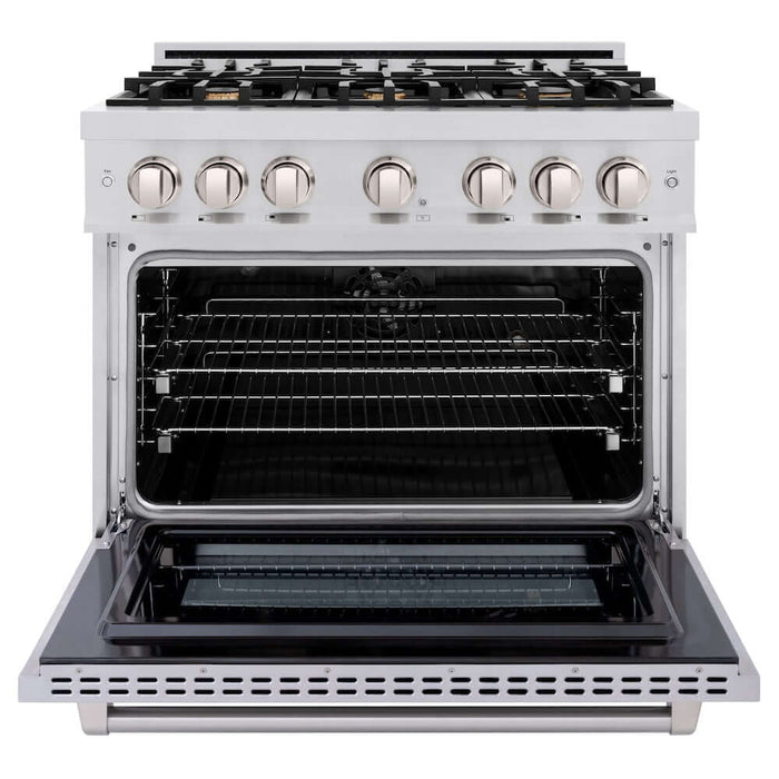 ZLINE 36" Select Dual Fuel Range Gas Cooktop Electric Convection Oven Stainless Steel Brass Burners HDR-BR-3609K
