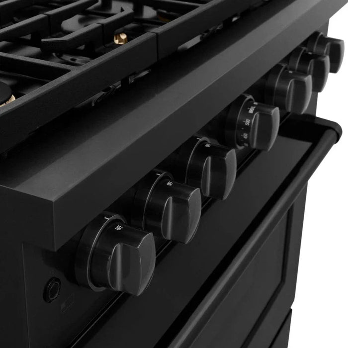 ZLINE 36 in.Gas Range, Convection Gas Oven, Brass Burner, Black Stainless Steel, SGRB-BR-3609K
