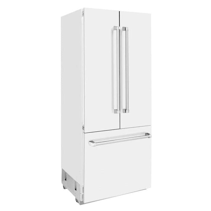 ZLINE 36" Panel Ready Built-In Bottom Freezer Refrigerator,Water Dispenser, Ice Maker, White Matte, Graphite Gray, GRBIV-WM-3609K