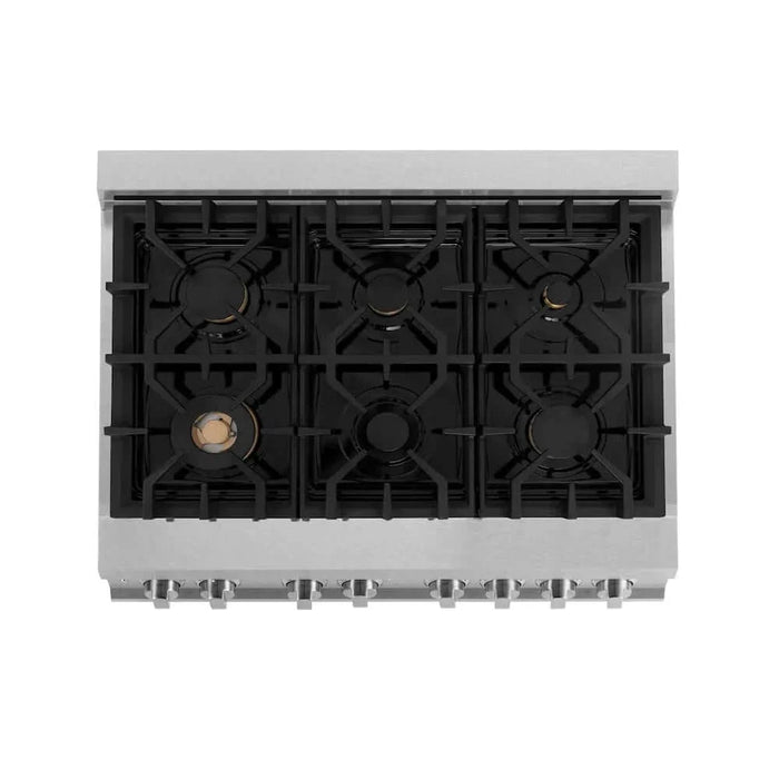 ZLINE 36" Autograph, Dual Fuel Range, Black Door, Gold, RASZ-BLM-36-G09K