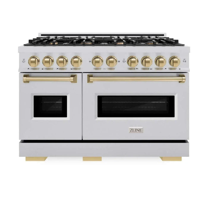 ZLINE 48" Dual Fuel Range, Gas Cooktop, Electric Convection Oven Stainless Steel, Champagne Bronze CDRZ-48-CB09K