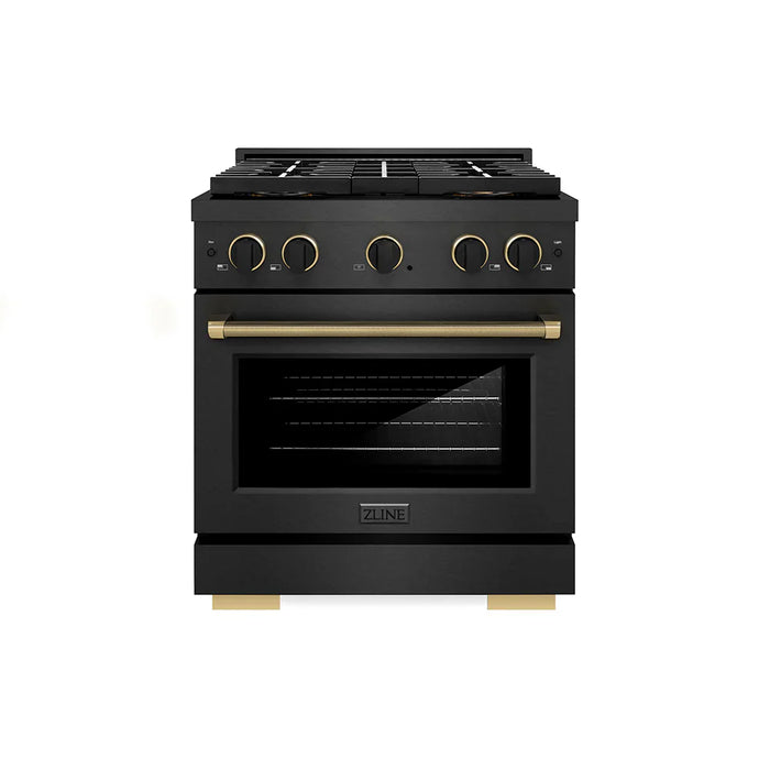 ZLINE 30" Paramount Gas Range DuoPro™ Cooktop, Convection Gas Oven, Black Satin Stainless Steel PSGRBSZ-30-CB09K
