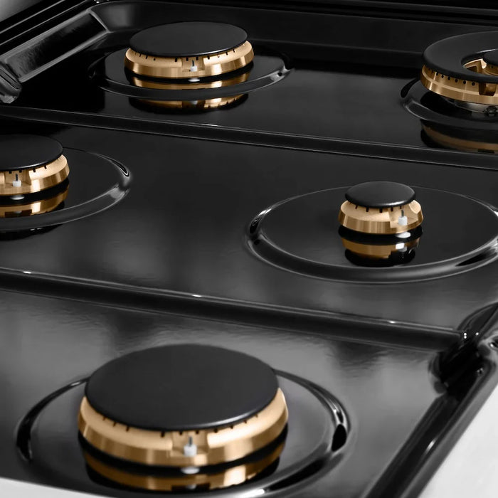 ZLINE Autograph Edition 36" Paramount Dual Fuel Range, 6 Burner Gas Cooktop, Electric Convection Oven, Stainless Steel, Helix Handle and Knob SDRZ-36-KCB09K