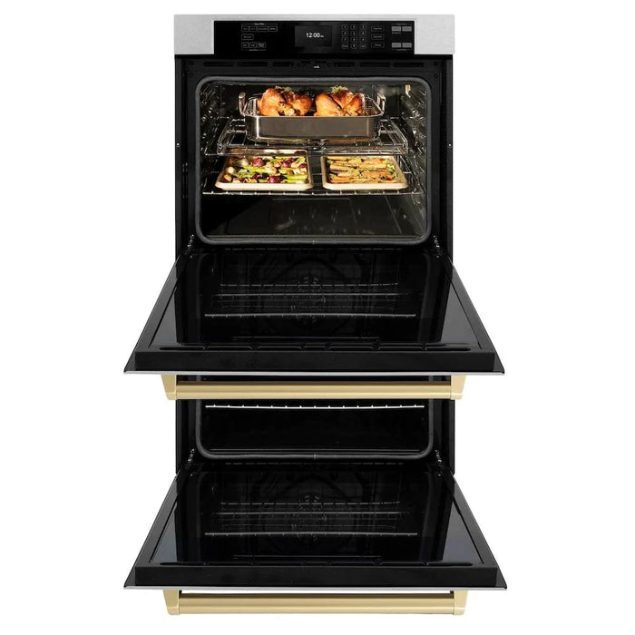 ZLINE 30"Professional True Convection Double Wall Oven, Air Fry, Self Clean, DuraSnow® Champagne Bronze WADSZ-30-CB09K