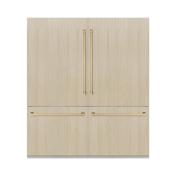 ZLINE 72" Panel Ready Built-In Bottom Freezer Refrigerator,Water Dispenser, Ice Maker,Graphite Gray Champagne Bronze GRBITZ-72-CB09K