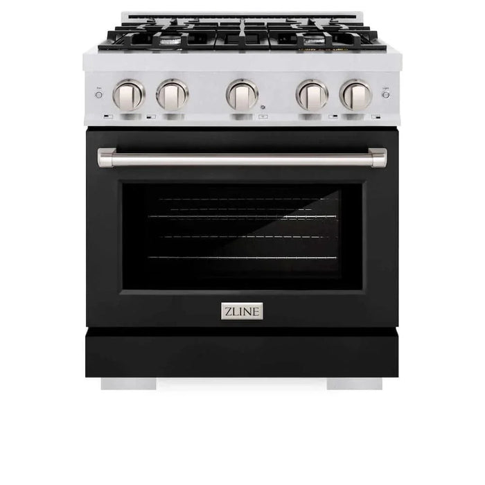 ZLINE 36" Select Dual Fuel Range Gas Cooktop Electric Convection Oven DuraSnow® Stainless Steel Black Matte Door HDRS-BLM-3609K