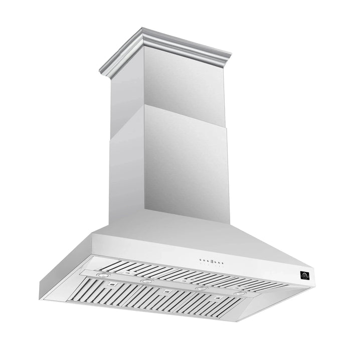 Forno Appliance Package - 48" Gas Range, Wall Mount Range Hood, 60" Refrigerator with Modern Grill Trim FBDL-019-07CAUS09K