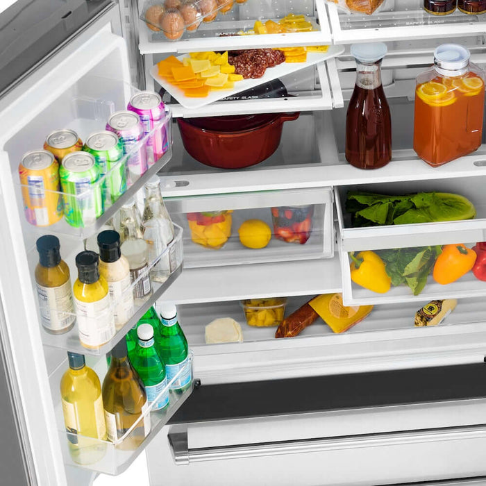 ZLINE Autograph Edition 36" Counter-Depth French Door Refrigerator,  Ice Maker, Fingerprint-Resistant Stainless Steel RFMZ-36-FMB09K